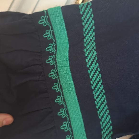 J. Crew Navy & Green Blouse with Tassles - Picture 5 of 5